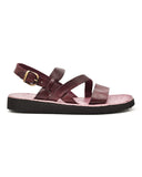 Brador Strips Strappy Sandal in Washed Burgundy